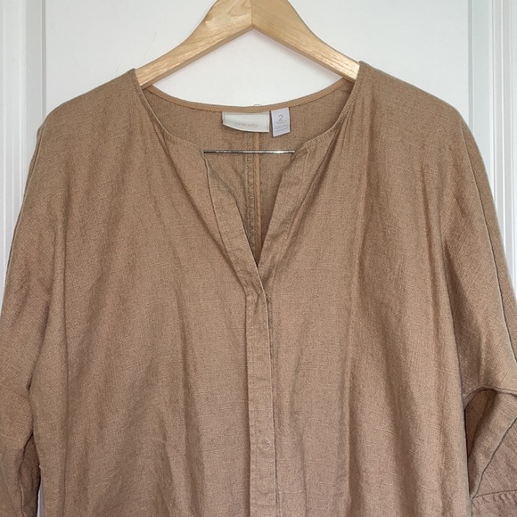 Chico’s Women’s Linen Blend Lagenlook Duster Jacket Tan L - Picture 2 of 7